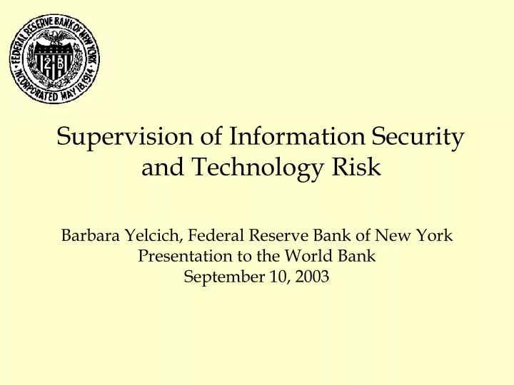 supervision of information security and technology risk