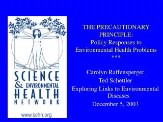 THE PRECAUTIONARY PRINCIPLE: Policy Responses to Environmental Health Problems ***
