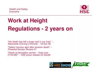 Work at Height Regulations - 2 years on