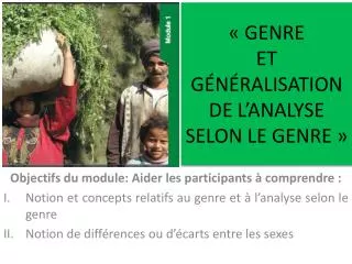 « GENRE ET GÉNÉRALISATION DE L’ANALYSE SELON LE GENRE »