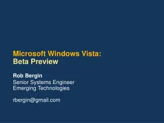 Microsoft Windows Vista: Beta Preview