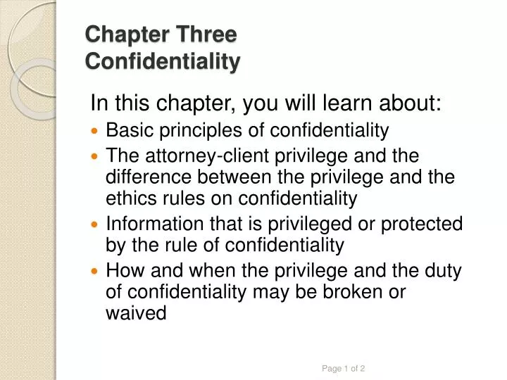 chapter three confidentiality