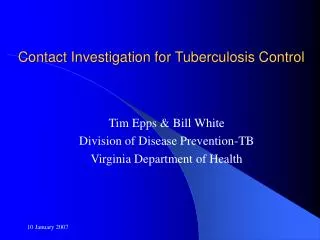 Contact Investigation for Tuberculosis Control