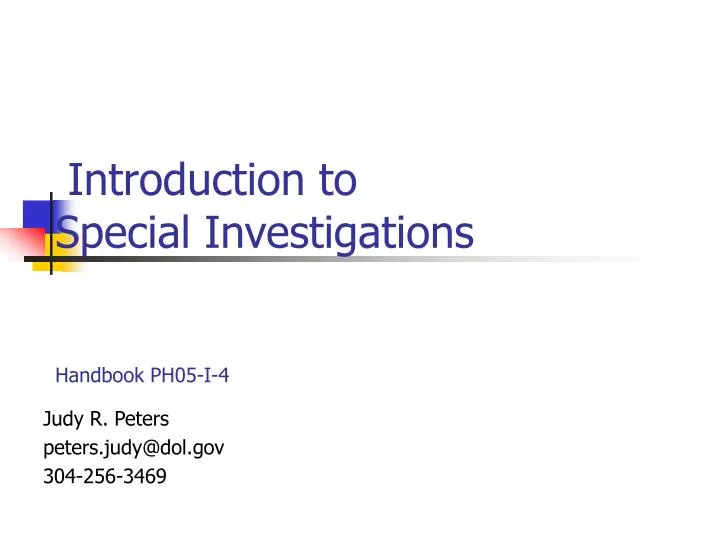 introduction to special investigations handbook ph05 i 4