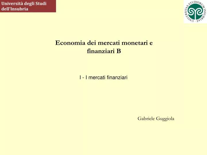 economia dei mercati monetari e finanziari b