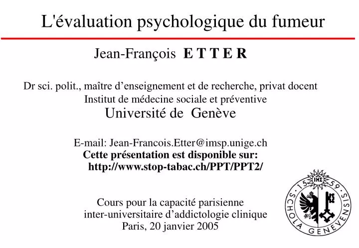 l valuation psychologique du fumeur