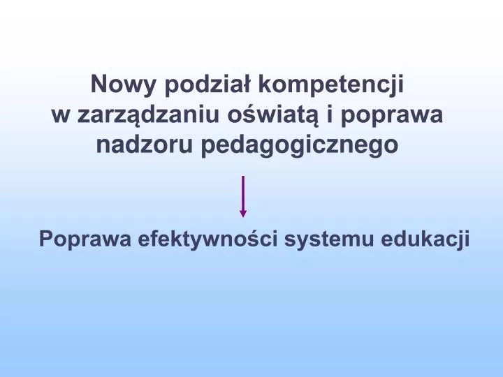 nowy podzia kompetencji w zarz dzaniu o wiat i poprawa nadzoru pedagogicznego