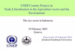 UNEP Country Project on Trade Liberalisation in the Agriculture sector and the Environment