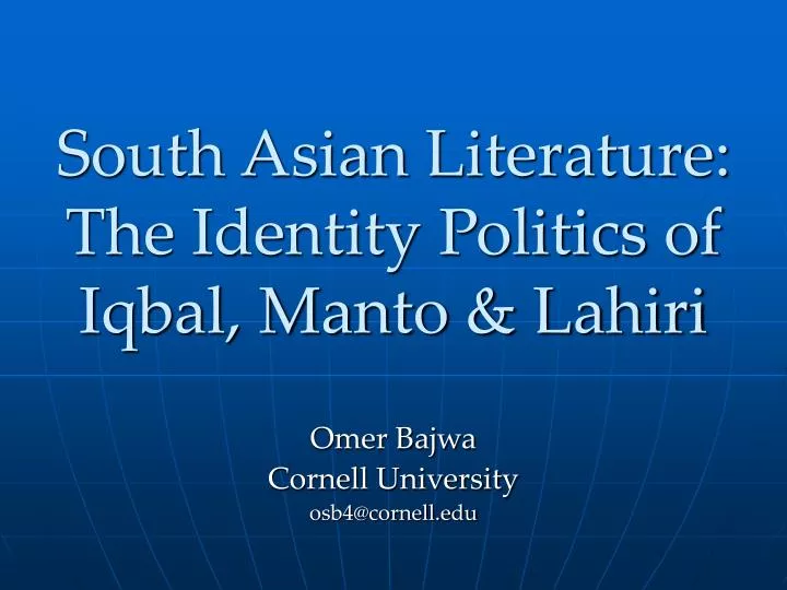 south asian literature the identity politics of iqbal manto lahiri