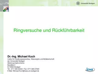 ringversuche und r ckf hrbarkeit