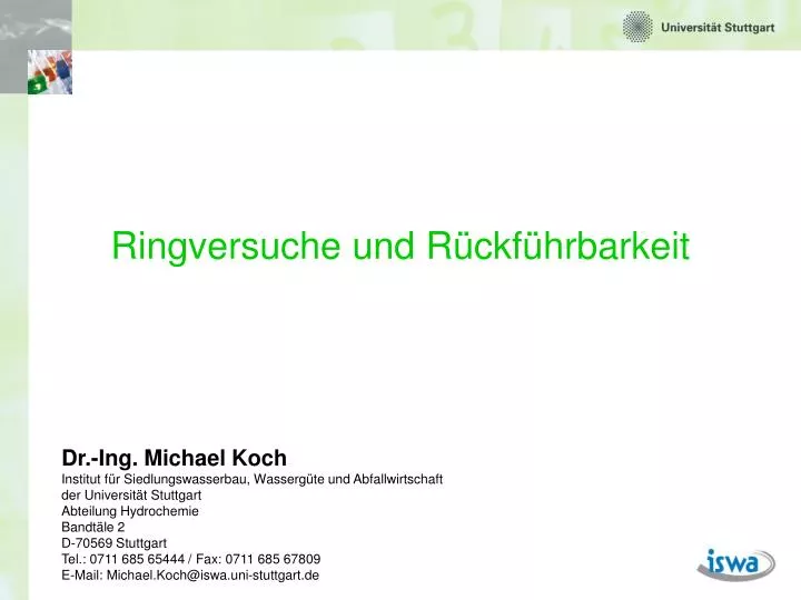 ringversuche und r ckf hrbarkeit