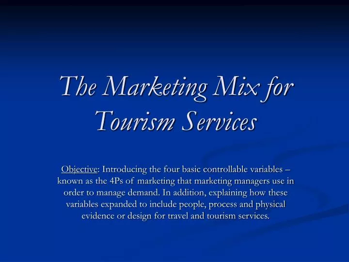 the marketing mix for tourism services