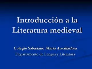 introducci n a la literatura medieval