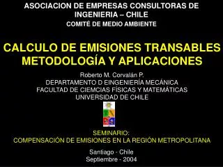 ASOCIACION DE EMPRESAS CONSULTORAS DE INGENIERIA – CHILE COMITÉ DE MEDIO AMBIENTE