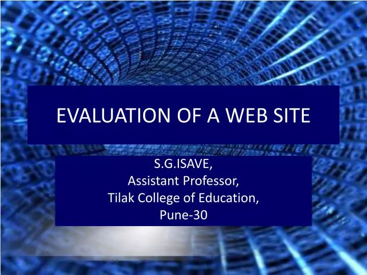 evaluation of a web site