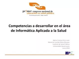 competencias a desarrollar en el rea de inform tica aplicada a la salud
