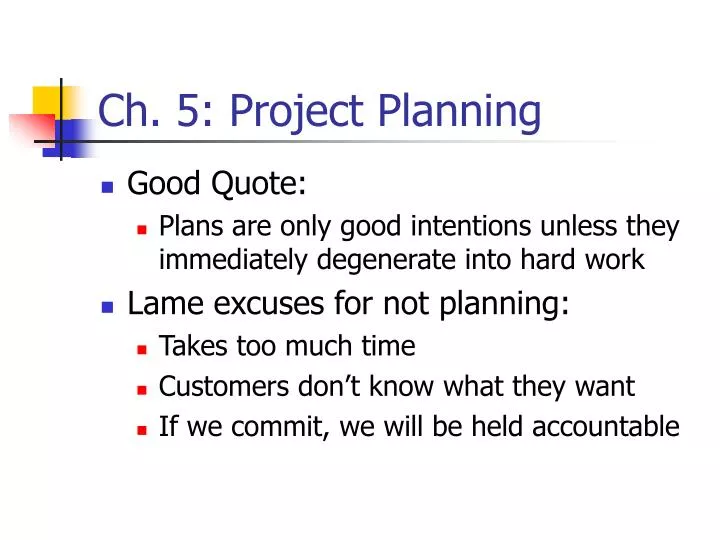 ch 5 project planning