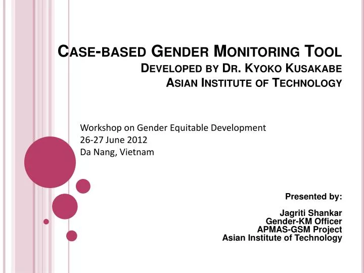 case based gender monitoring tool developed by dr kyoko kusakabe asian institute of technology