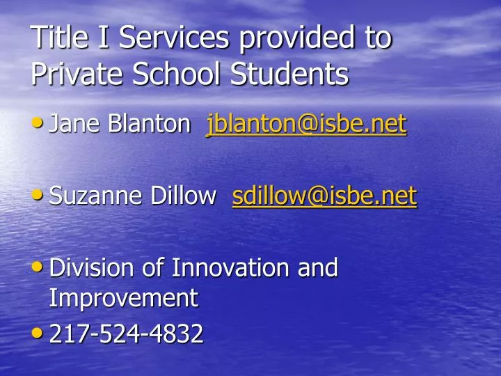title i services provided to private school students
