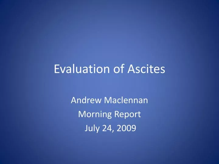 evaluation of ascites