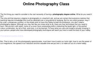 Photography classes online