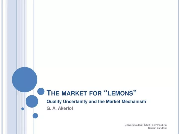 the market for lemons