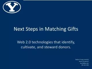 Next Steps in Matching Gifts