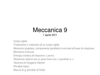 Meccanica 9 1 aprile 2011