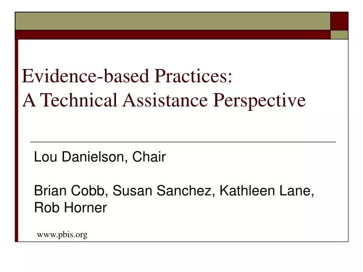 evidence based practices a technical assistance perspective