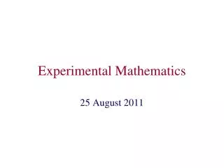 experimental mathematics