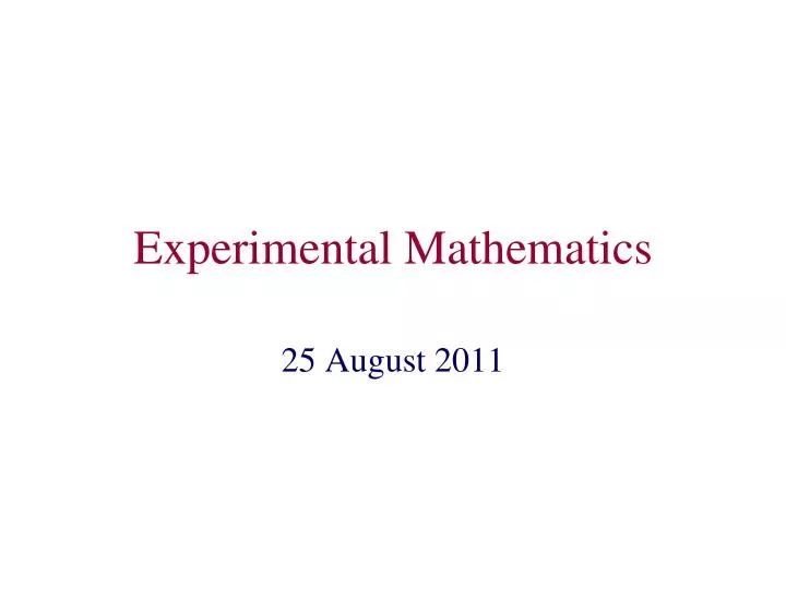 experimental mathematics