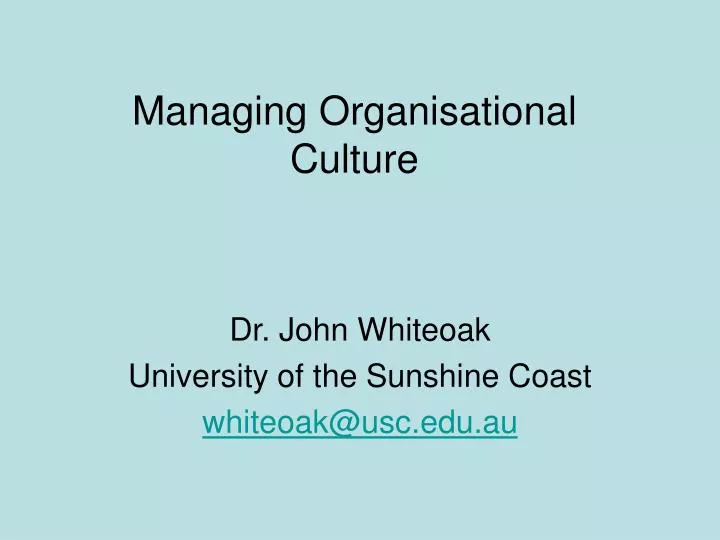 managing organisational culture