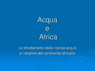 acqua e africa
