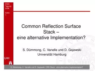 common reflection surface stack eine alternative implementation