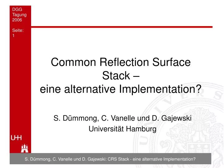 common reflection surface stack eine alternative implementation