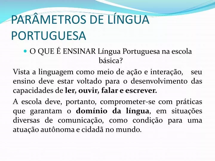 par metros de l ngua portuguesa