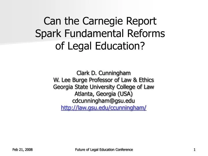 can the carnegie report spark fundamental reforms of legal education