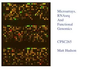 Microarrays, RNAseq And Functional Genomics CPSC265 Matt Hudson