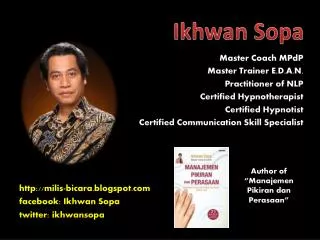 Master Coach MPdP M aster Trainer E.D.A.N. Practitioner of NLP Certified Hypnotherapist Certified Hypnotist Certified C