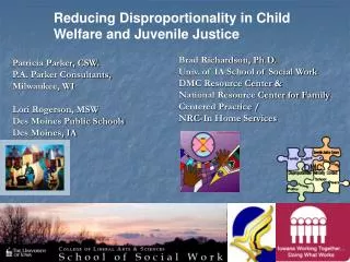 Reducing Disproportionality in Child Welfare and Juvenile Justice