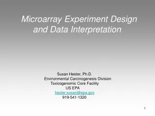 Microarray Experiment Design and Data Interpretation