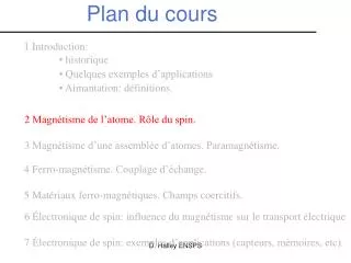plan du cours