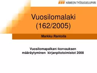 vuosilomalaki 162 2005