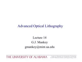 Advanced Optical Lithography