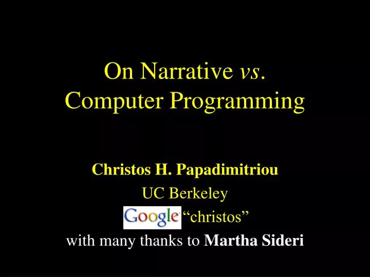 on narrative vs computer programming