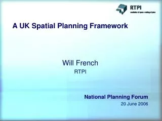 A UK Spatial Planning Framework