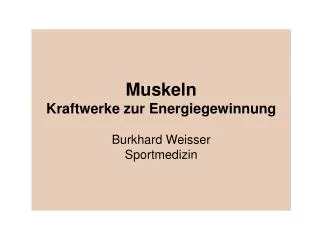 Muskeln Kraftwerke zur Energiegewinnung Burkhard Weisser Sportmedizin
