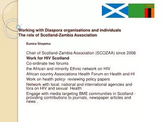 Working with Diaspora organisations and individuals The role of Scotland-Zambia Association