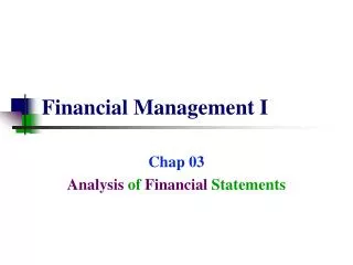 Financial Management I