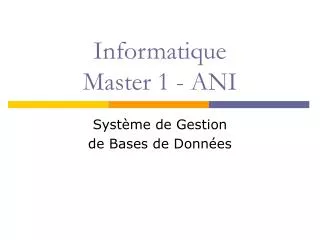 Informatique Master 1 - ANI